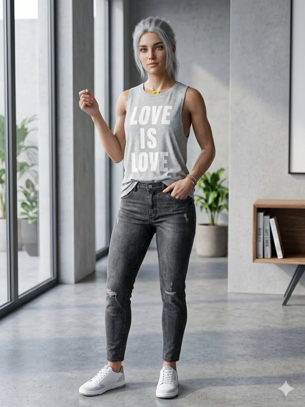 Spiritual Gangster Light Gray LOVE IS LOVE Muscle Tee